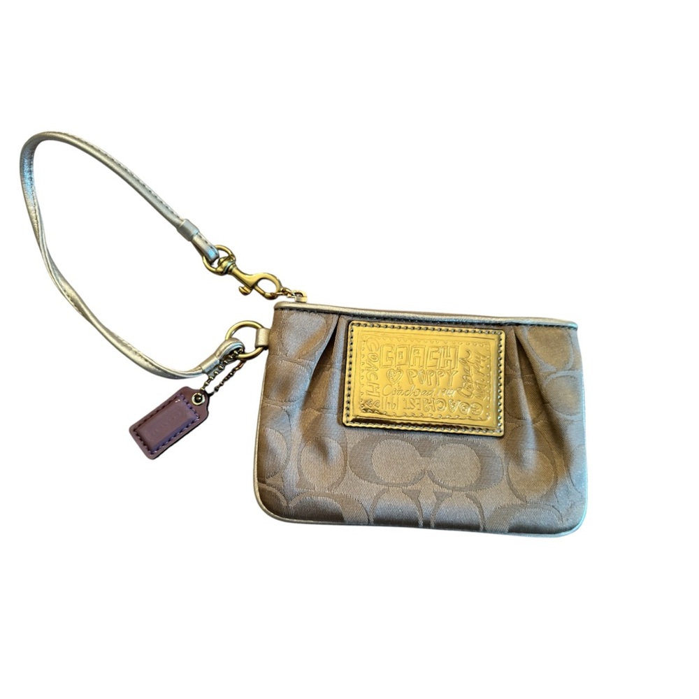 Coach Metallic Gold and Brown Wristlet